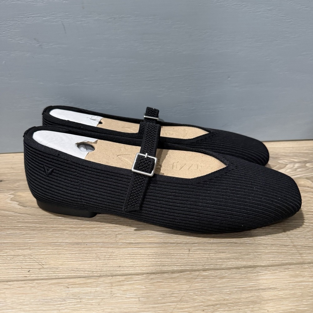VIVAIA Margot 2.0 Mary Jane Black Knit Square Toe Ballet Flats Shoes 9-9.5 40.5